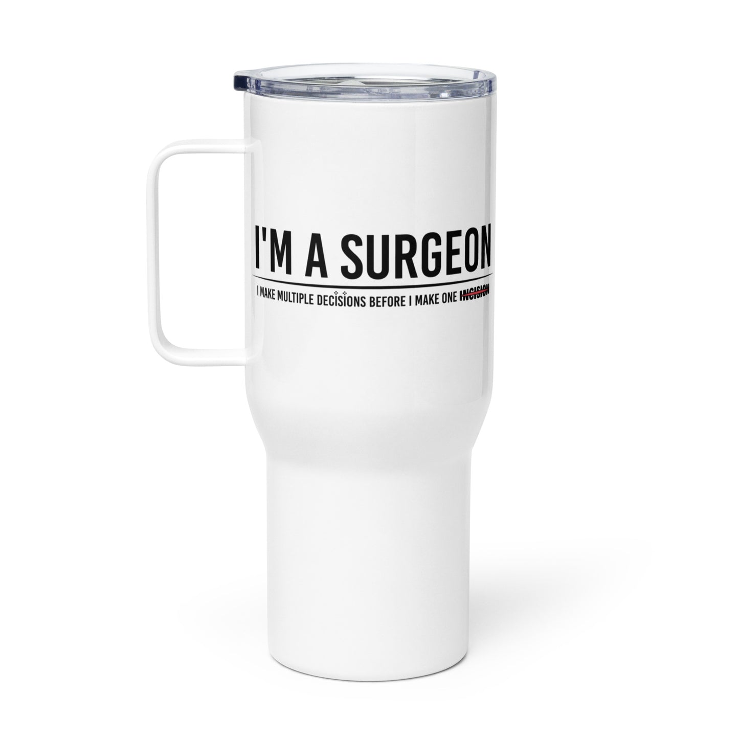Travel mug with a handle