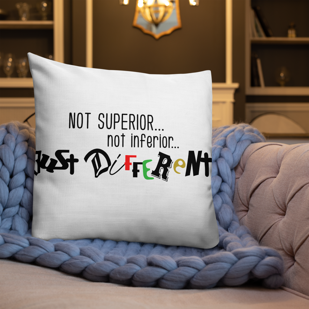Premium Pillow with "Just Different" Design