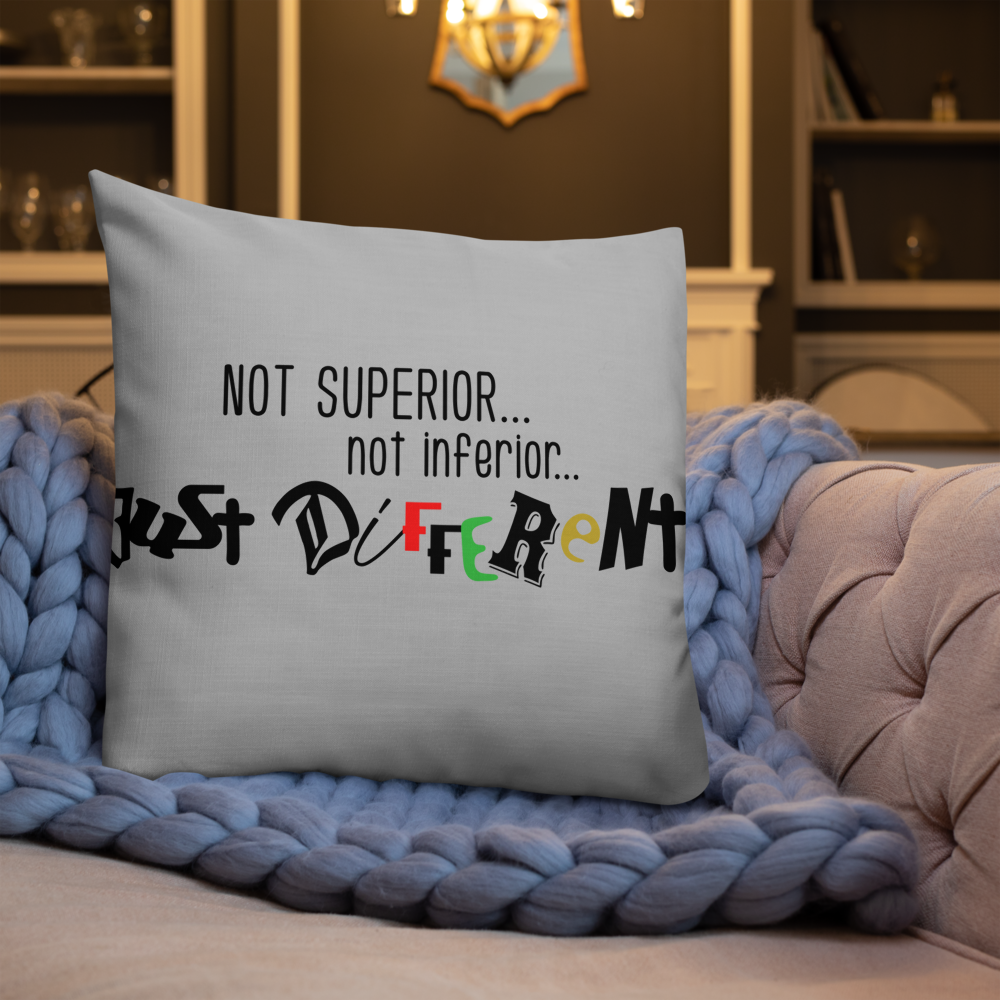Premium Pillow with "Just Different" Design