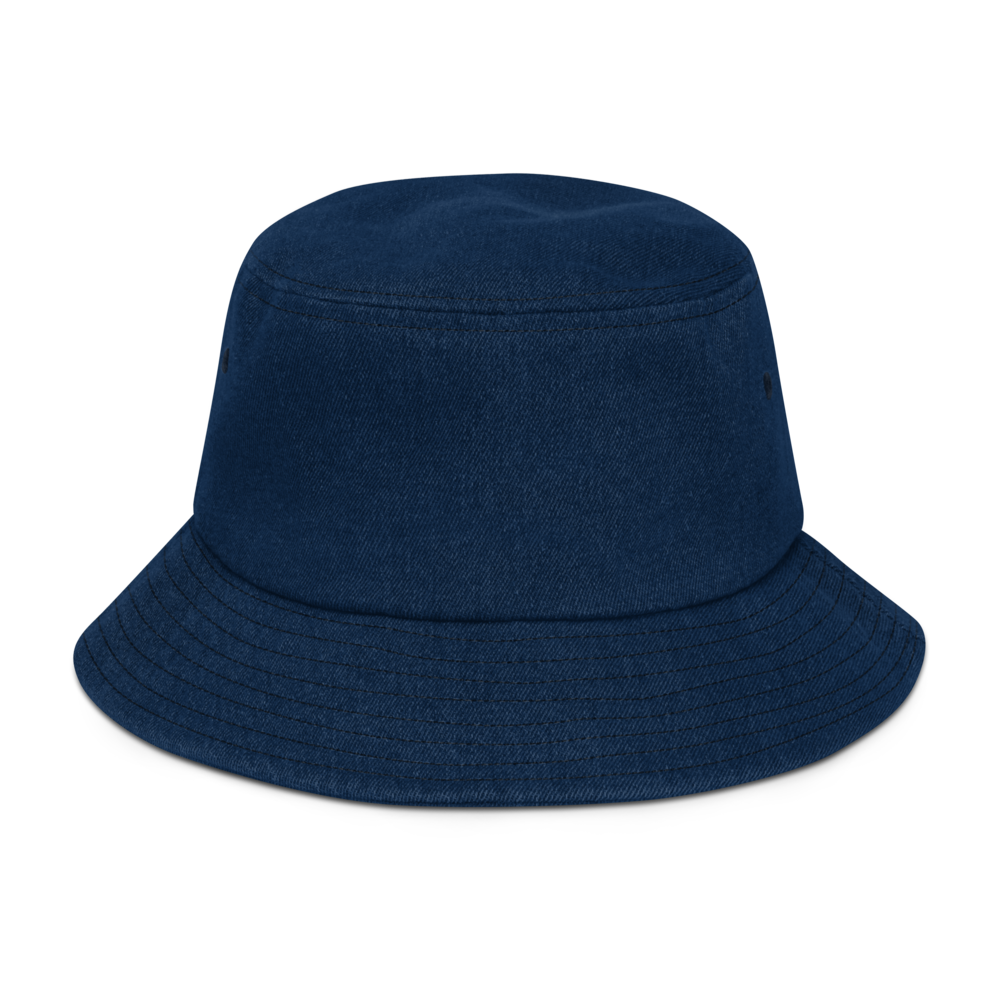 Denim Bucket Hat with Embroidered "Goddess" Design