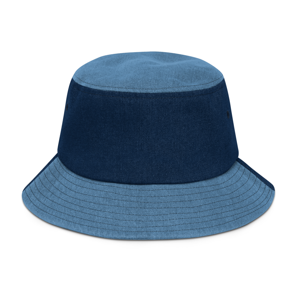 Denim Bucket Hat with Embroidered "Goddess" Design