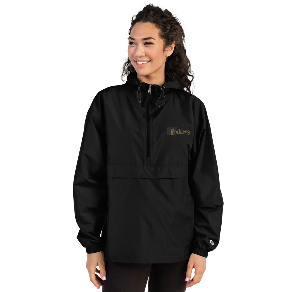 Champion Packable Jacket with Embroidered "Goddess" Design