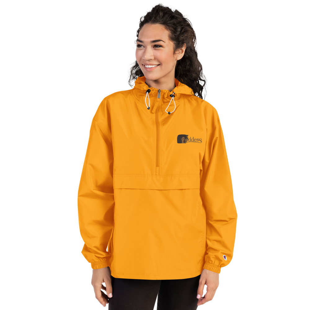 Champion Packable Jacket with Embroidered "Goddess" Design