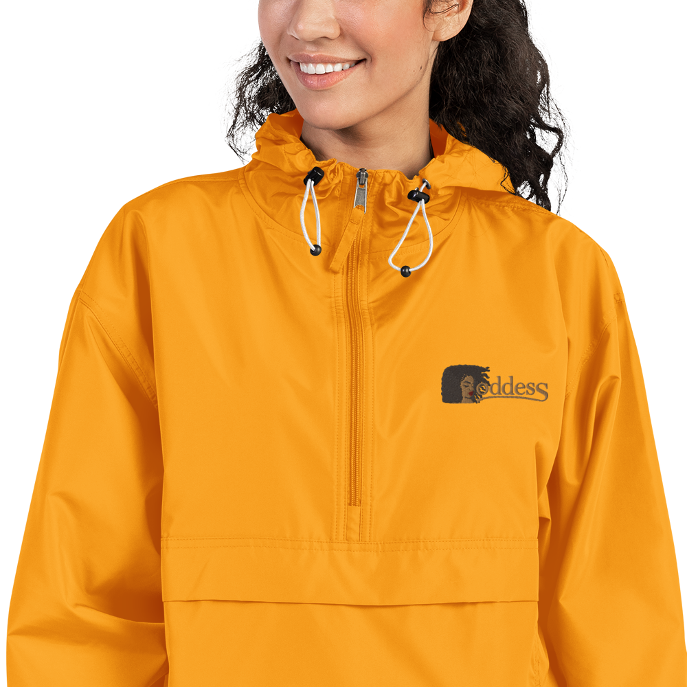 Champion Packable Jacket with Embroidered "Goddess" Design