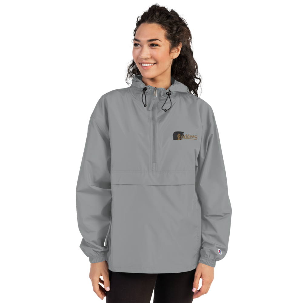 Champion Packable Jacket with Embroidered "Goddess" Design