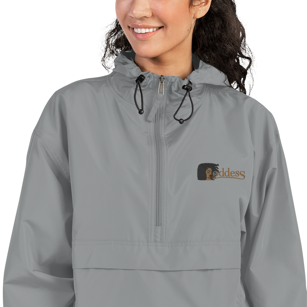 Champion Packable Jacket with Embroidered "Goddess" Design