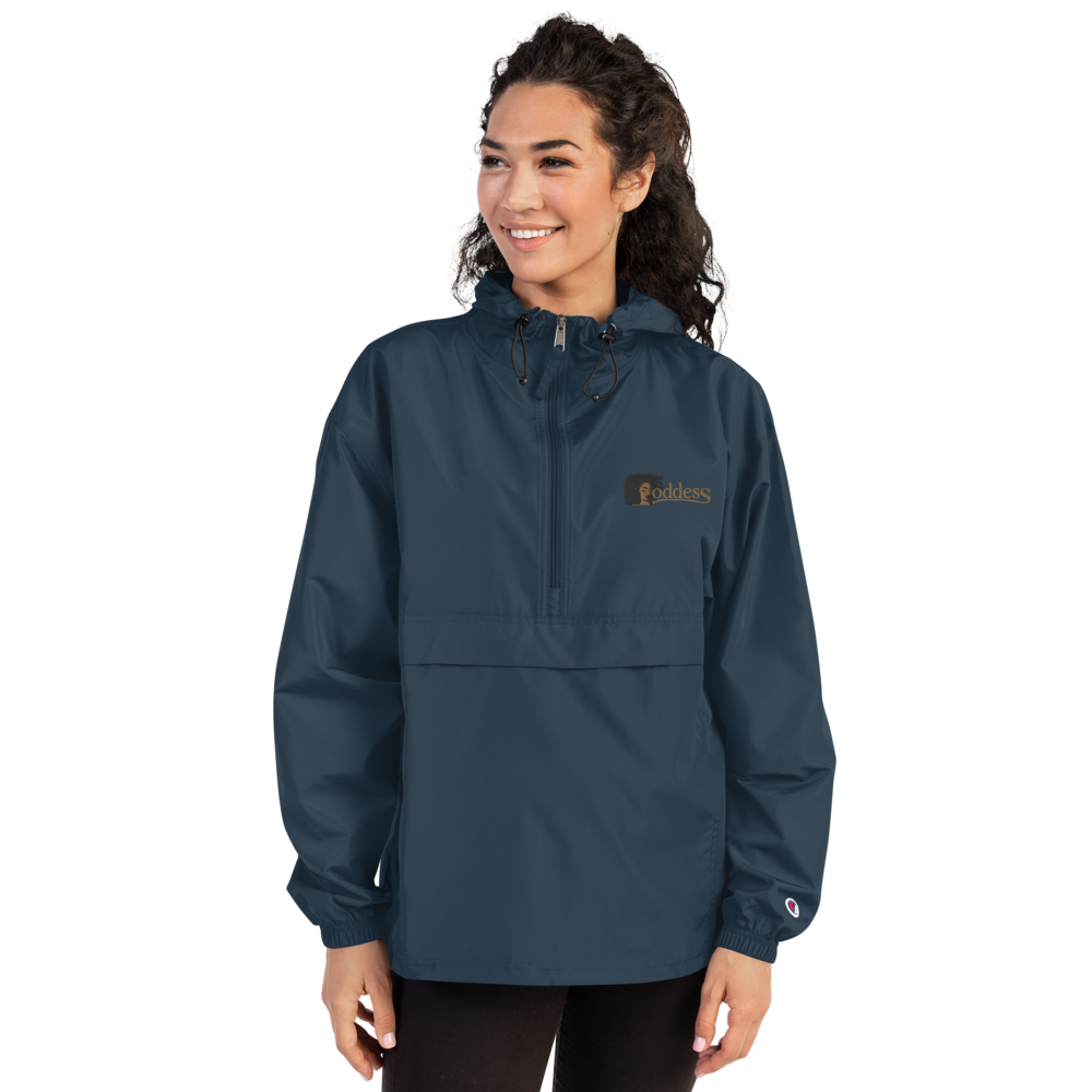 Champion Packable Jacket with Embroidered "Goddess" Design