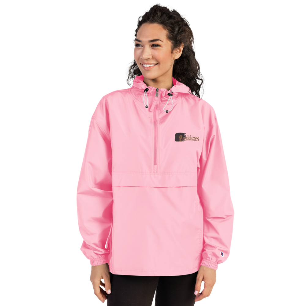 Champion Packable Jacket with Embroidered "Goddess" Design