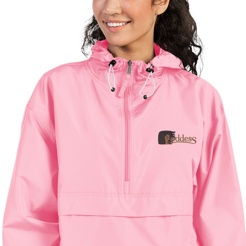 Champion Packable Jacket with Embroidered "Goddess" Design
