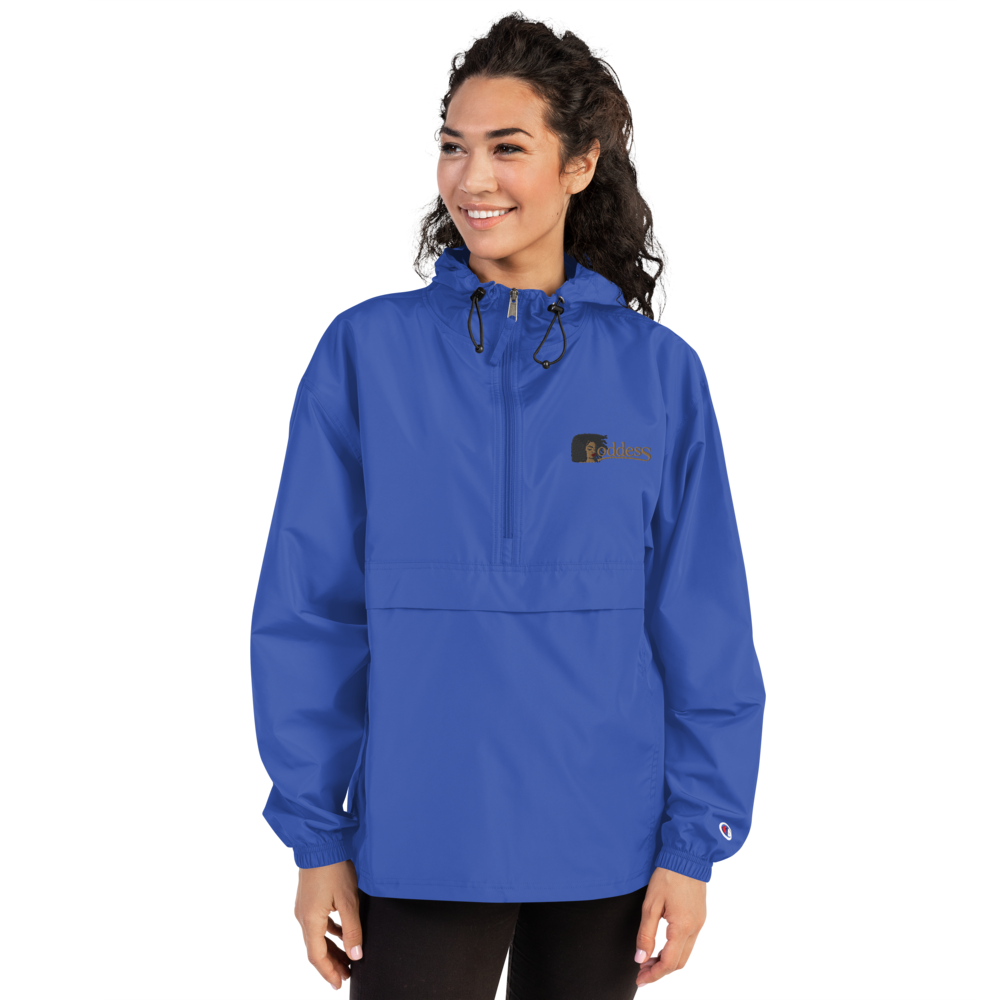 Champion Packable Jacket with Embroidered "Goddess" Design