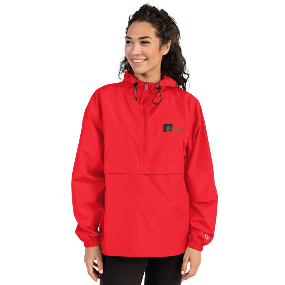 Champion Packable Jacket with Embroidered "Goddess" Design