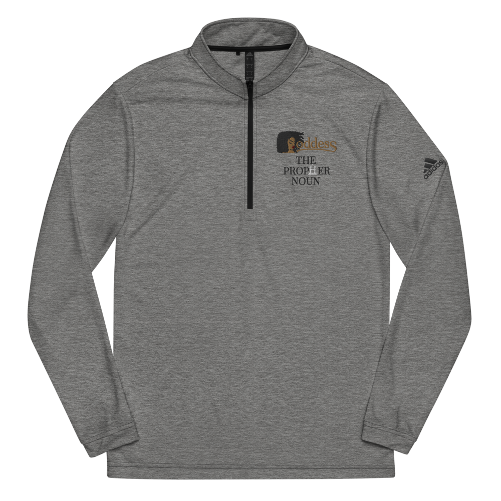 Quarter Zip Pullover with Embroidered "Goddess" and "The PropHer Noun" designs
