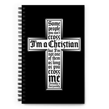 Black Spiral notebook with "Cross" Design