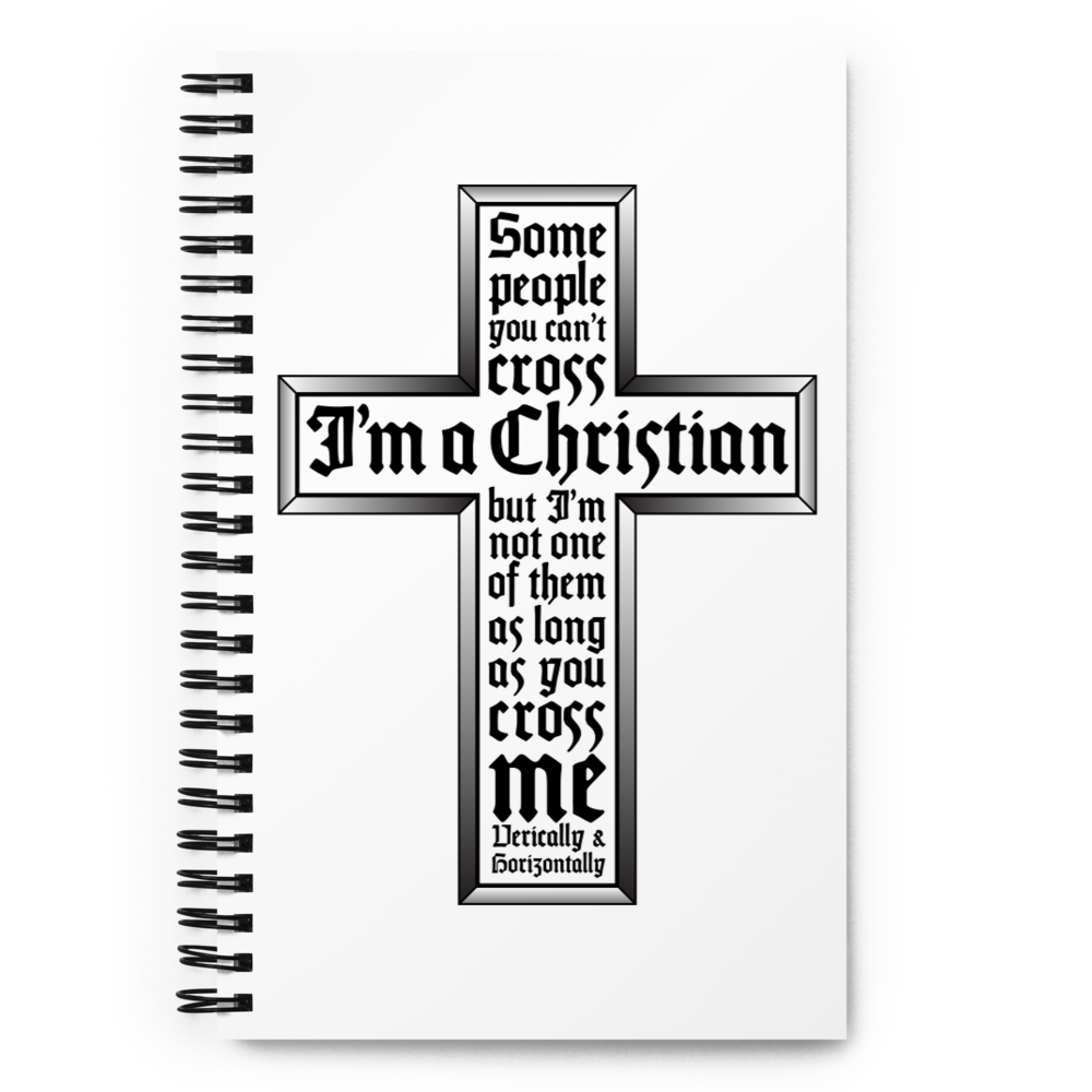 White Spiral Notebook with "Cross" Design