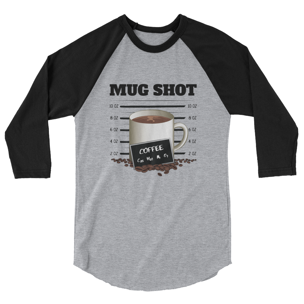 3/4 Sleeve Raglan Shirt with "Mug Shot" Design