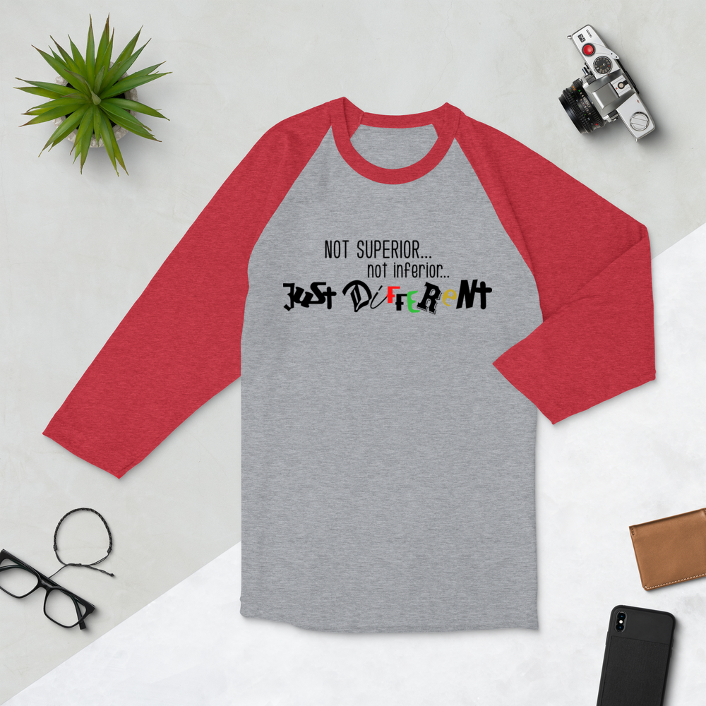 3/4 Sleeve Raglan Shirt with "Just Different" Design