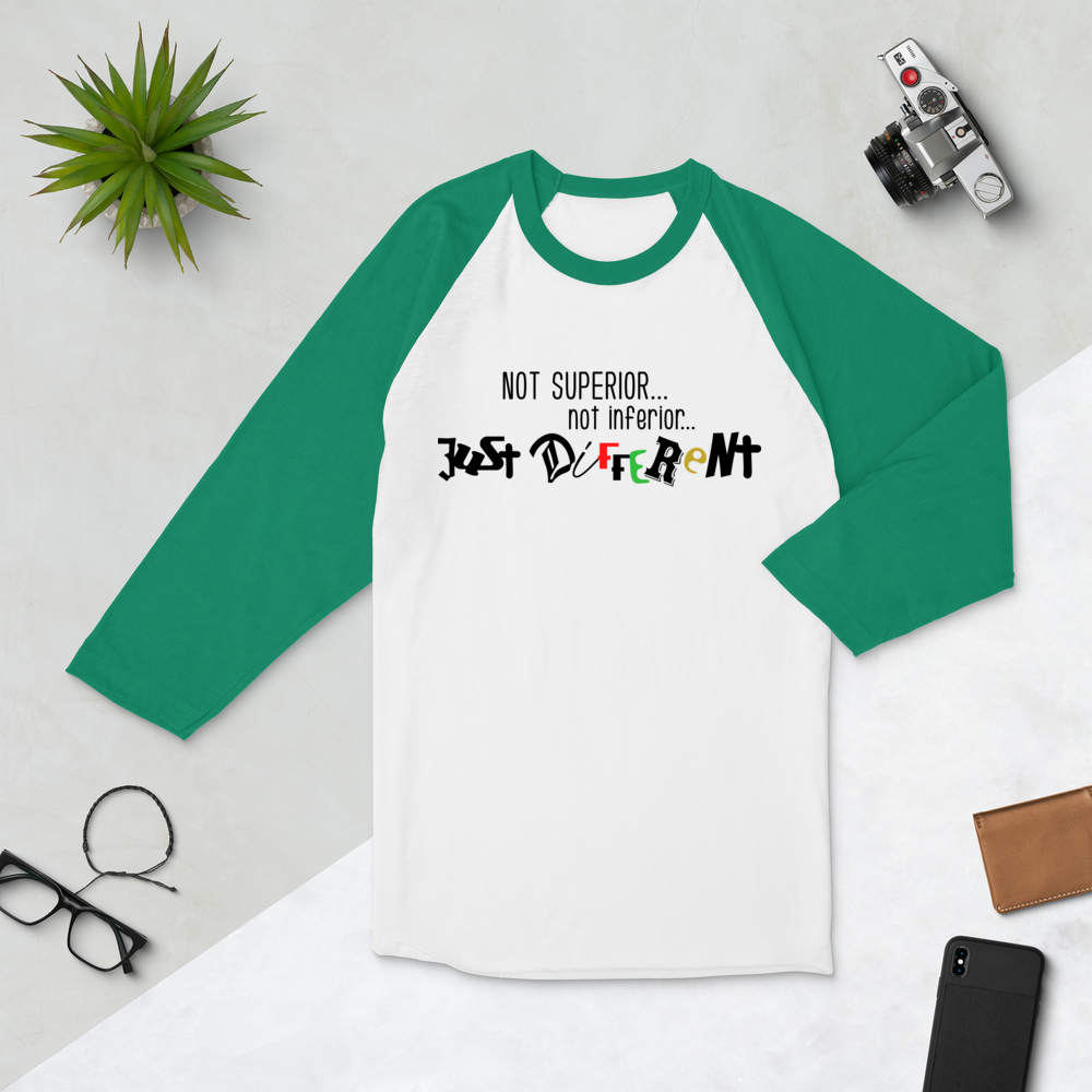 3/4 Sleeve Raglan Shirt with "Just Different" Design