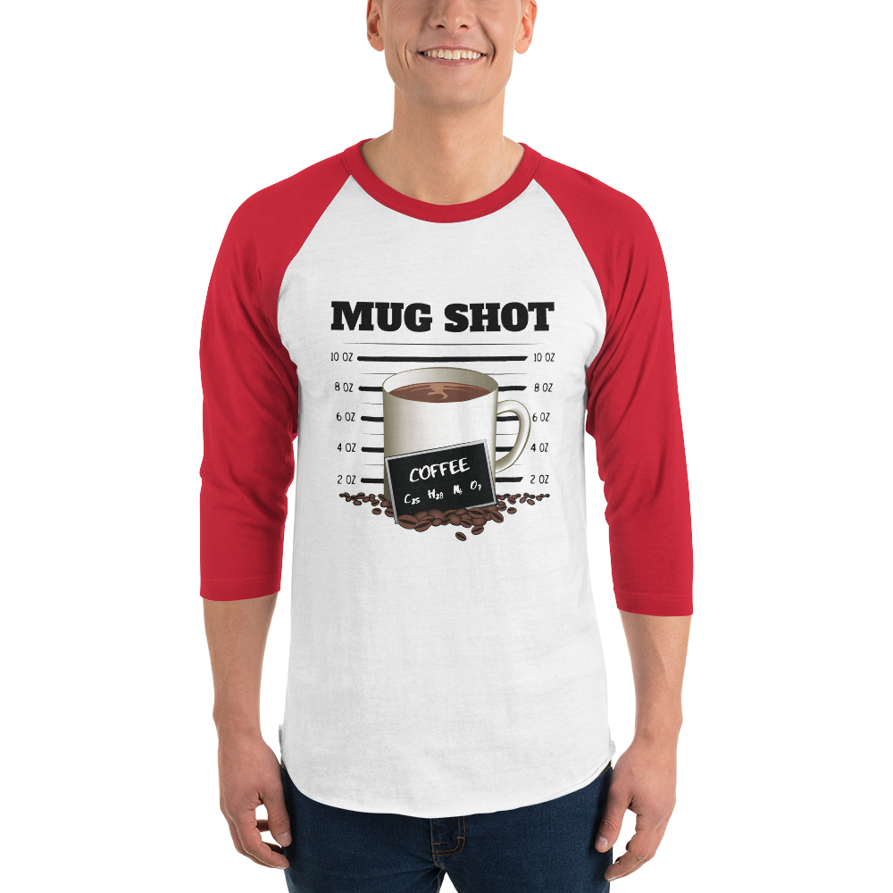 3/4 Sleeve Raglan Shirt with "Mug Shot" Design