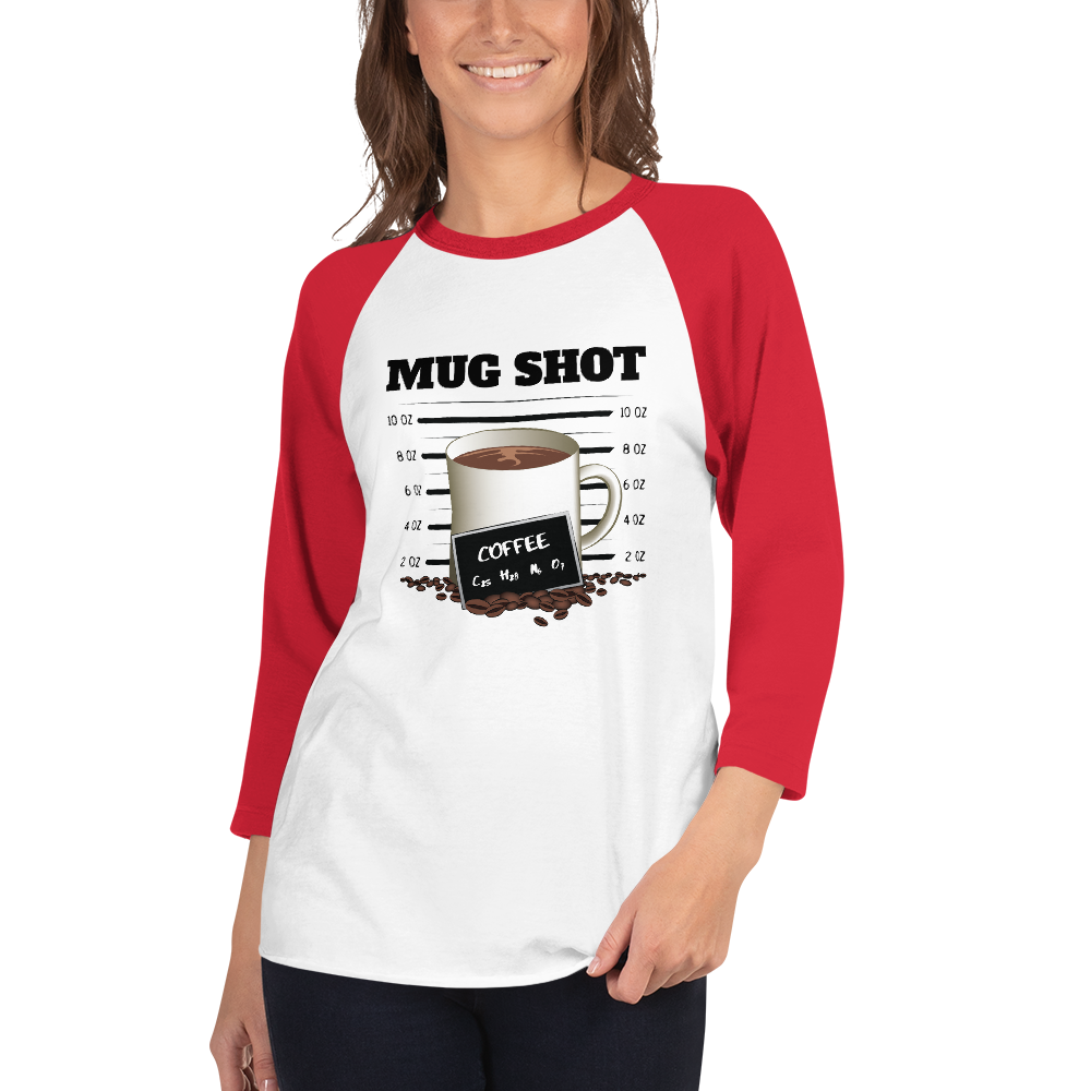 3/4 Sleeve Raglan Shirt with "Mug Shot" Design