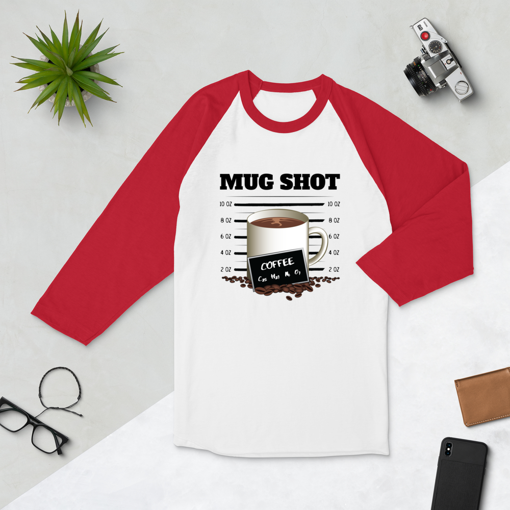 3/4 Sleeve Raglan Shirt with "Mug Shot" Design