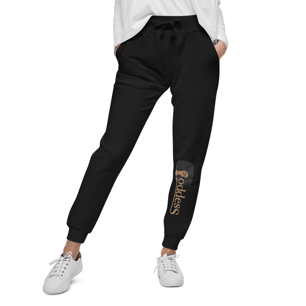 Fleece Sweatpants with "Goddess" and "The PropHer" Noun Designs