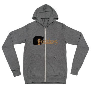 Zip Hoodie with "Goddess" and "The PropHer Noun" Designs