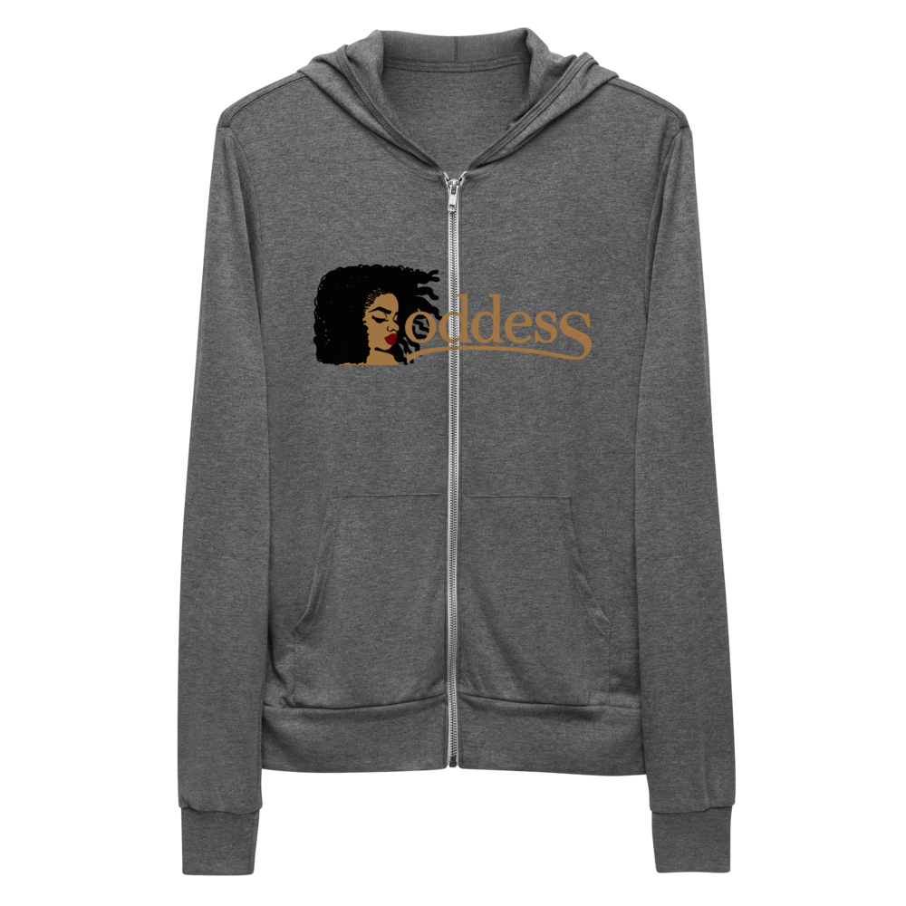Zip Hoodie with "Goddess" and "The PropHer Noun" Designs