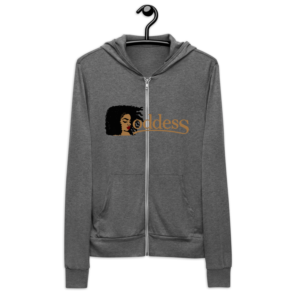 Zip Hoodie with "Goddess" and "The PropHer Noun" Designs