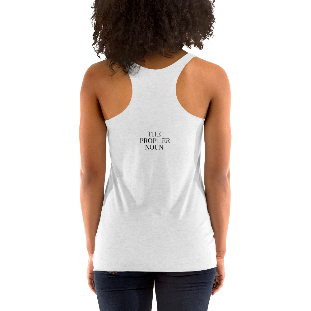 Women's Racerback Tank with "Goddess" and "The PropHer Noun" Designs