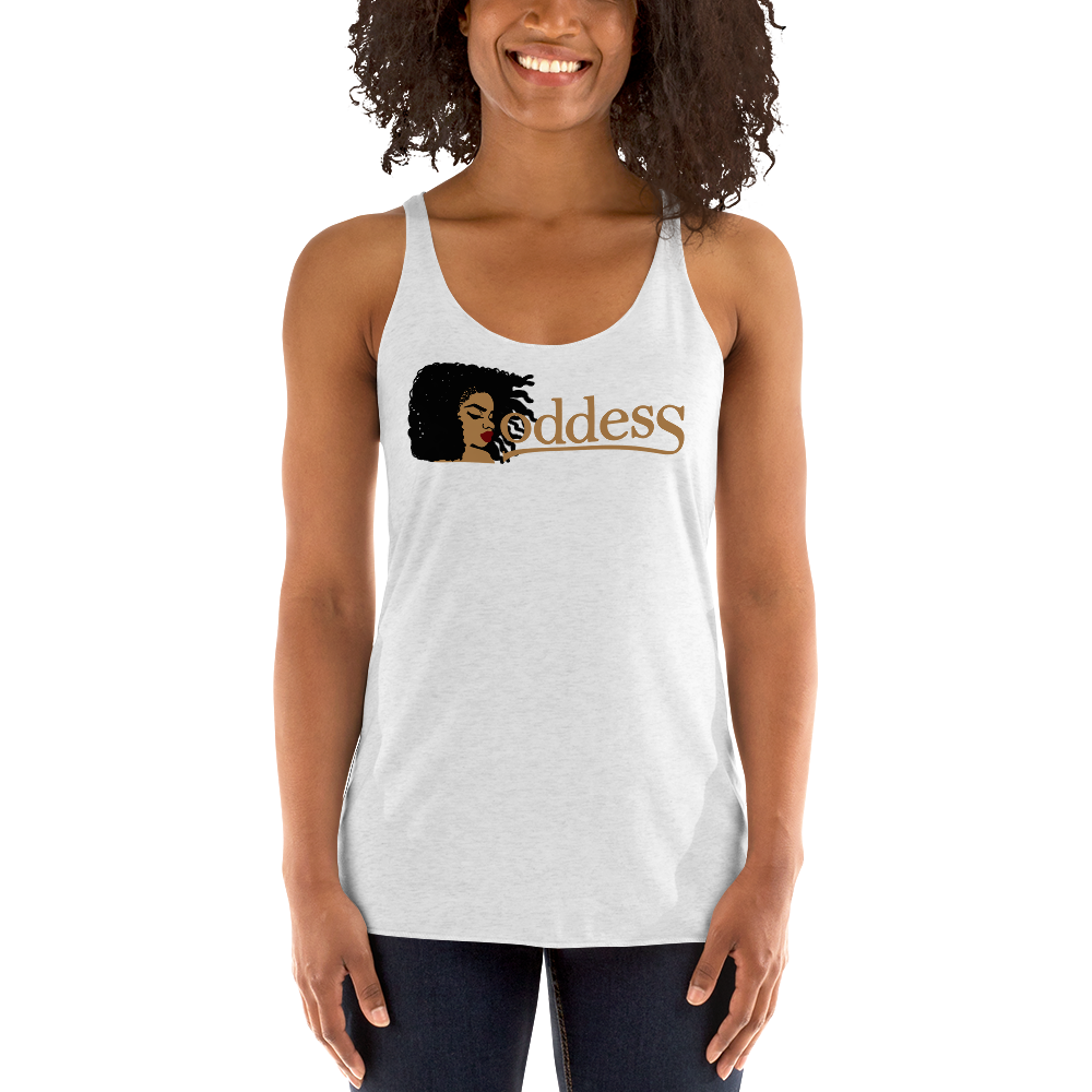 Women's Racerback Tank with "Goddess" and "The PropHer Noun" Designs