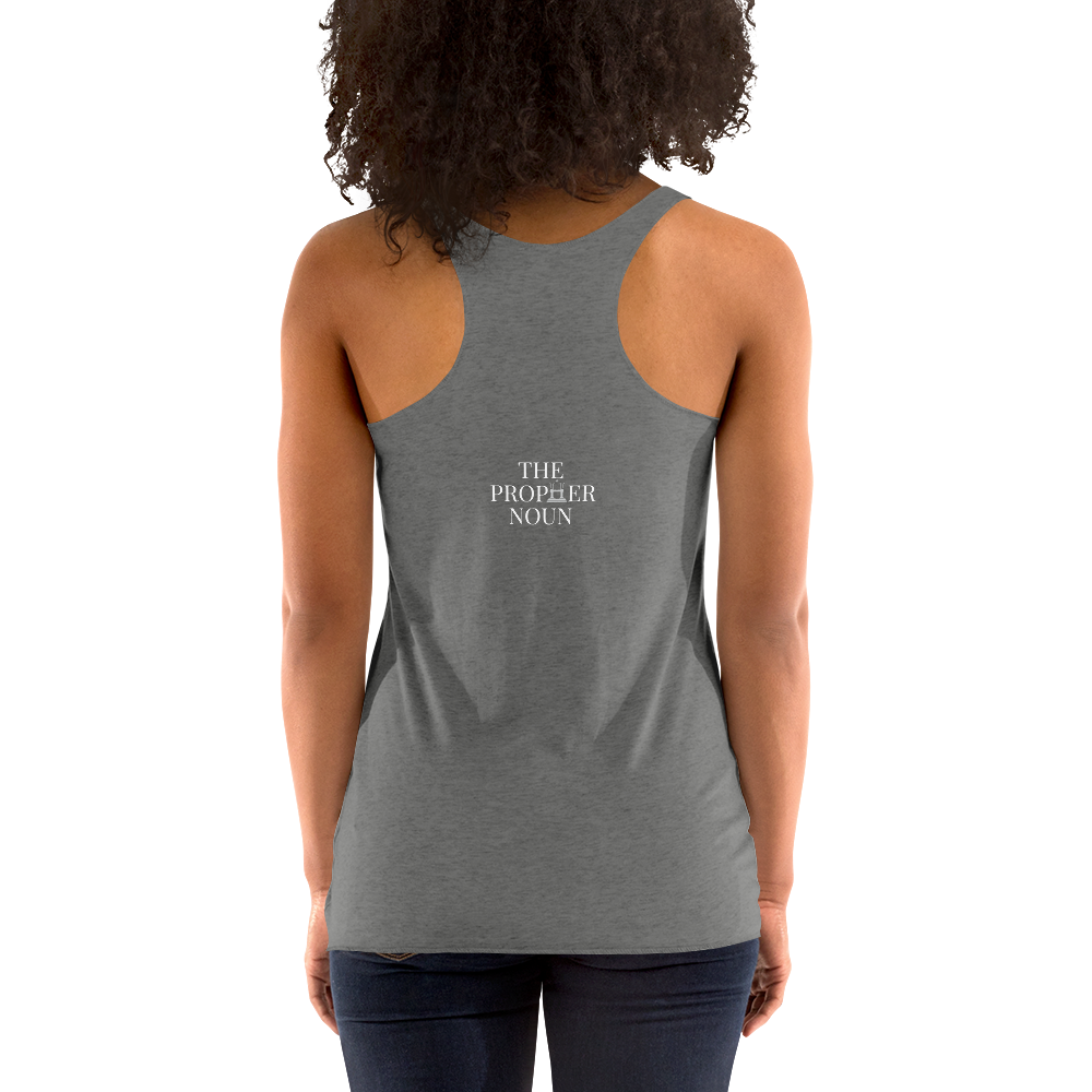 Women's Racerback Tank with "Goddess" and "The PropHer Noun" Designs