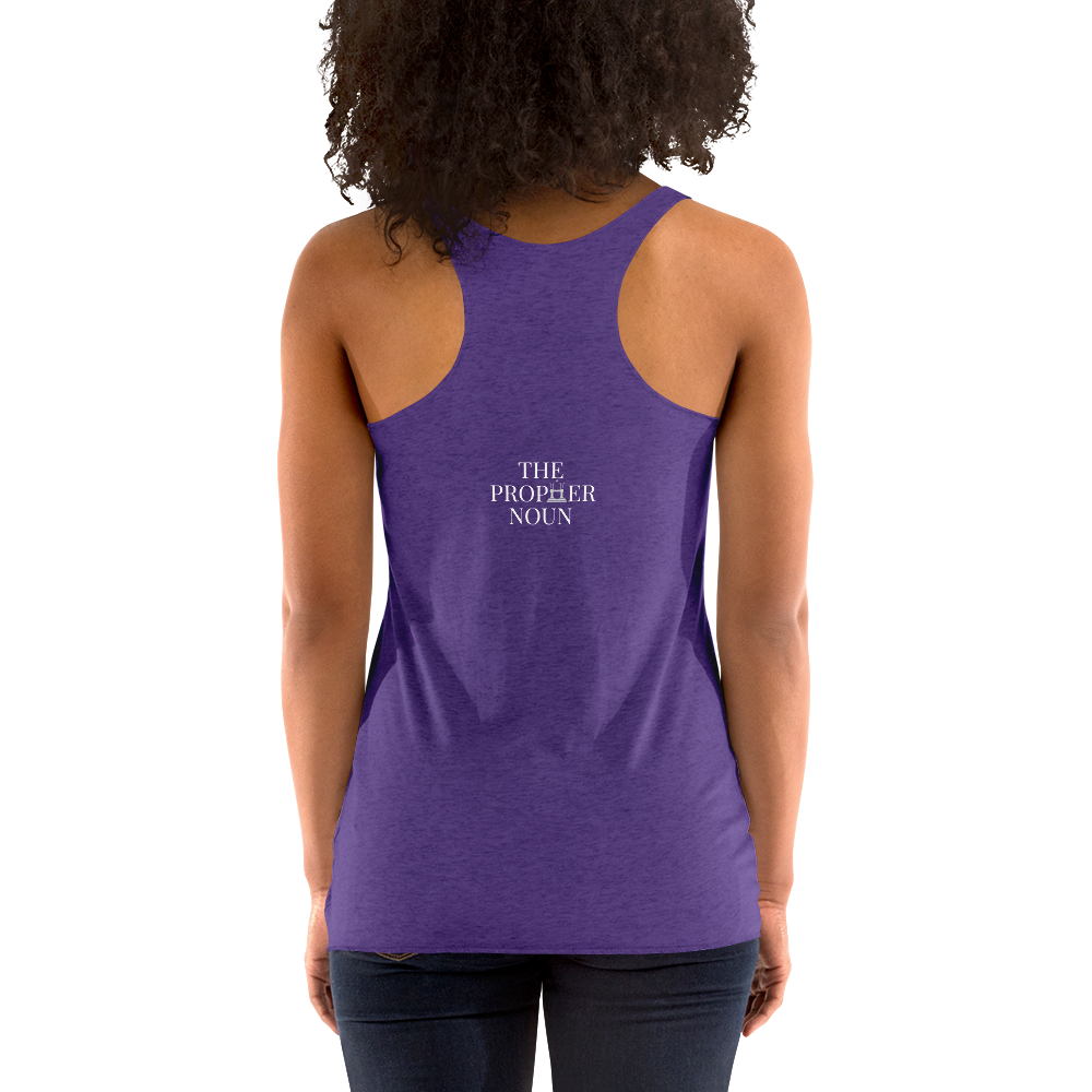 Women's Racerback Tank with "Goddess" and "The PropHer Noun" Designs