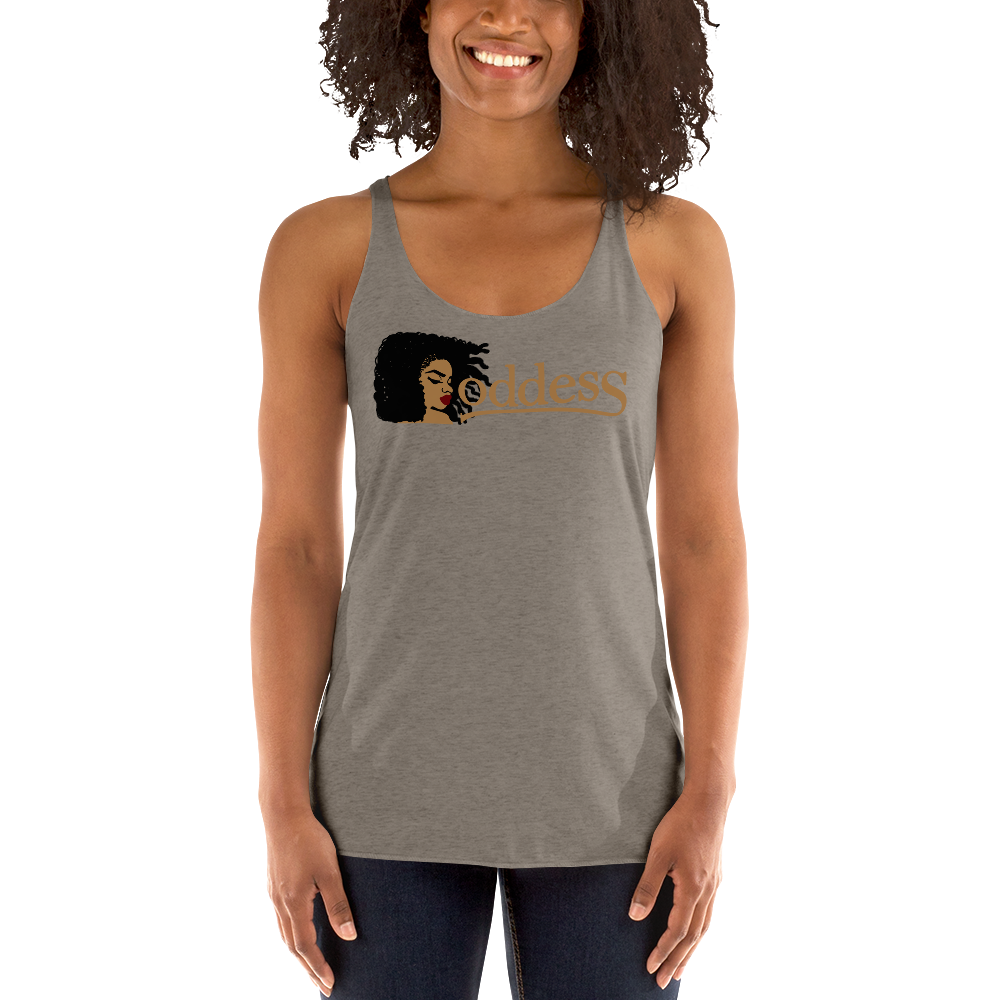 Women's Racerback Tank with "Goddess" and "The PropHer Noun" Designs