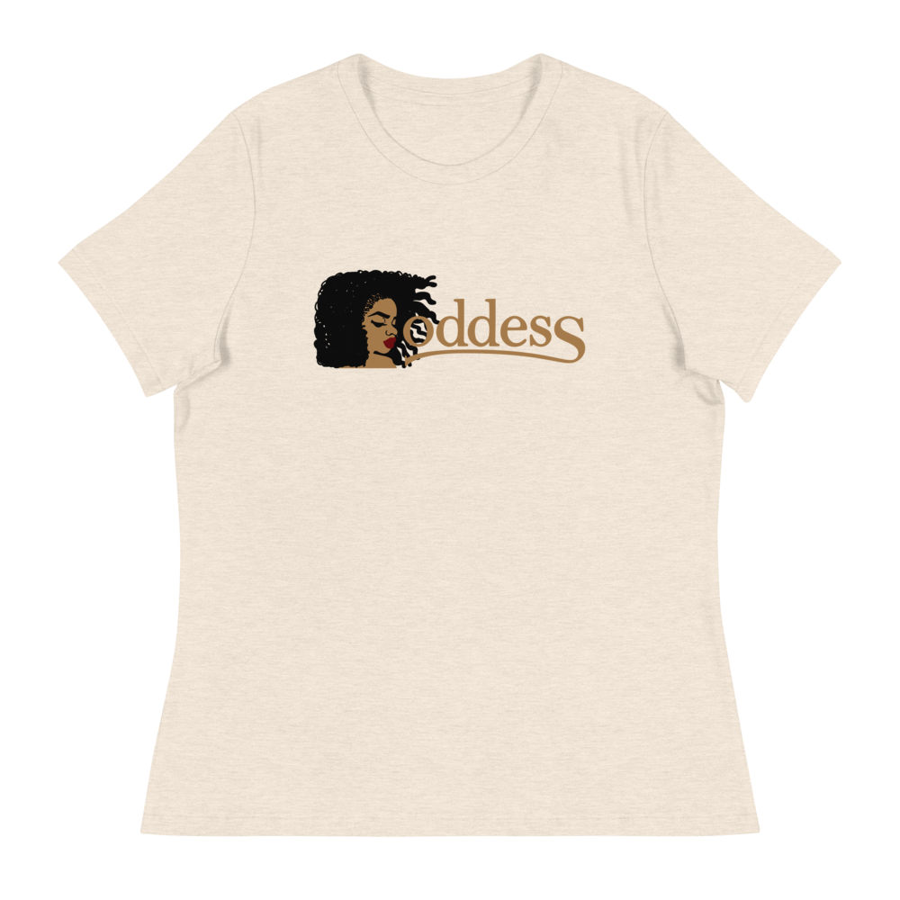 Women's Relaxed T-Shirt with "Goddess" and "The PropHer Noun" Designs