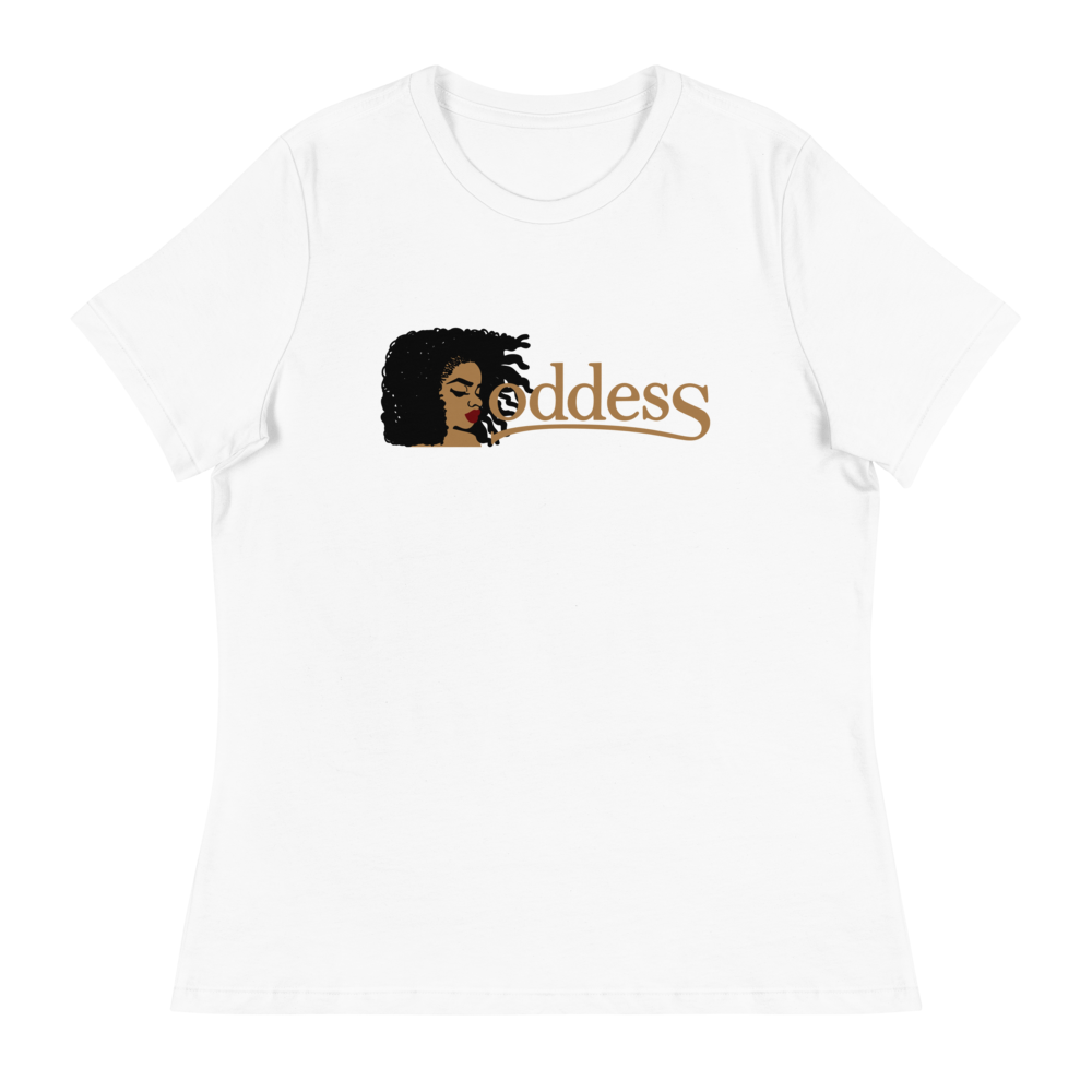 Women's Relaxed T-Shirt with "Goddess" and "The PropHer Noun" Designs
