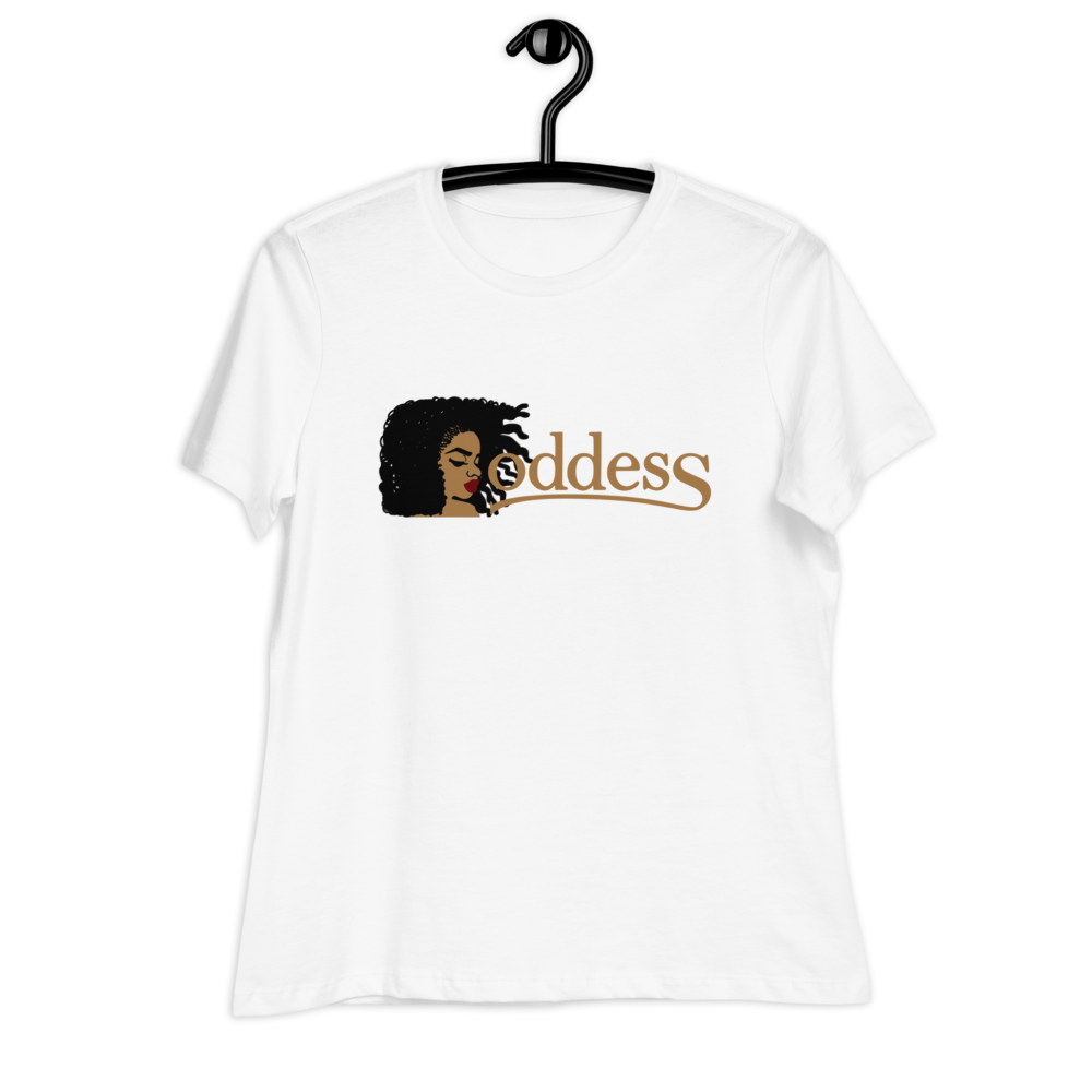 Women's Relaxed T-Shirt with "Goddess" and "The PropHer Noun" Designs