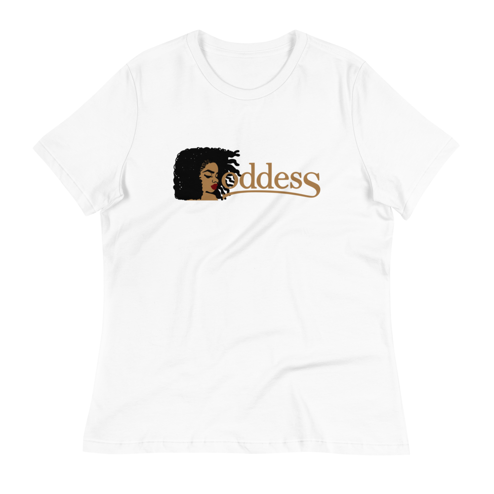 Women's Relaxed T-Shirt with "Goddess" and "The PropHer Noun" Designs