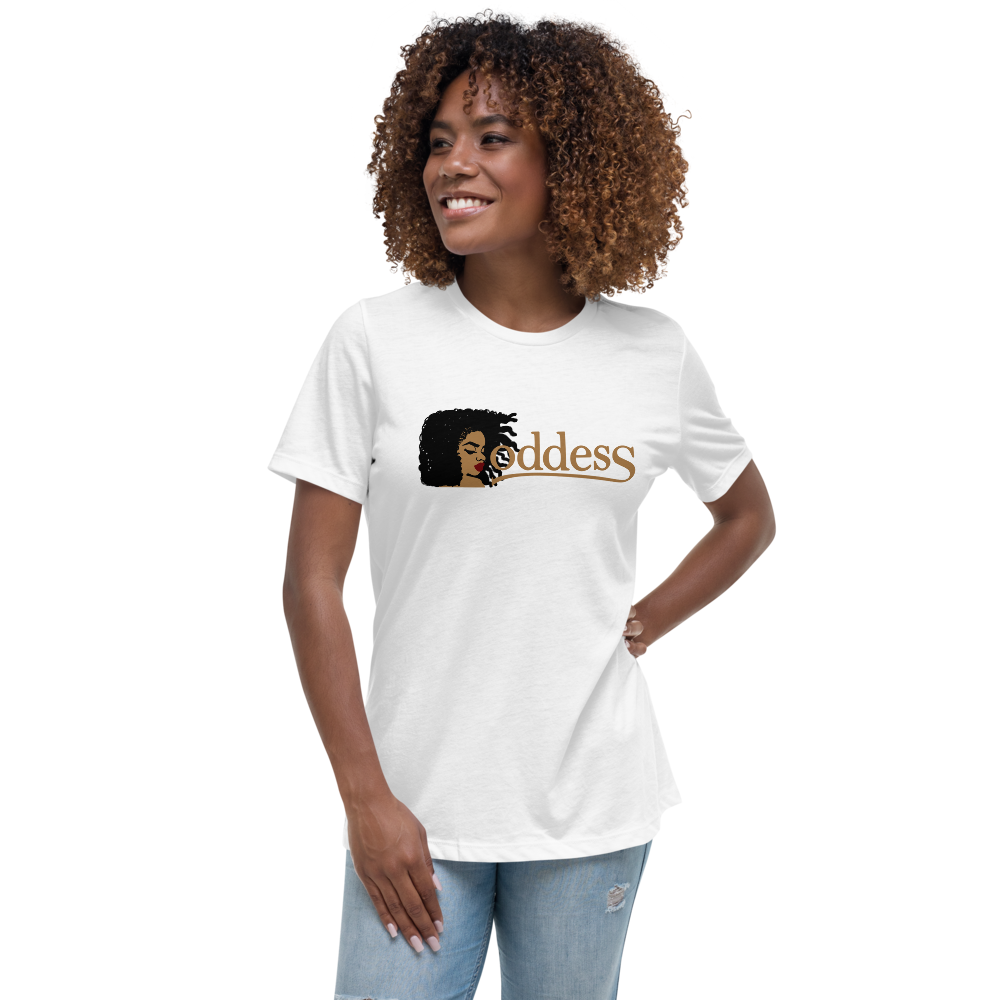 Women's Relaxed T-Shirt with "Goddess" and "The PropHer Noun" Designs