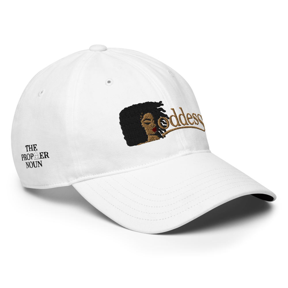 Performance Golf Cap Embroidered with "Goddess" and "The PropHer Noun" designs