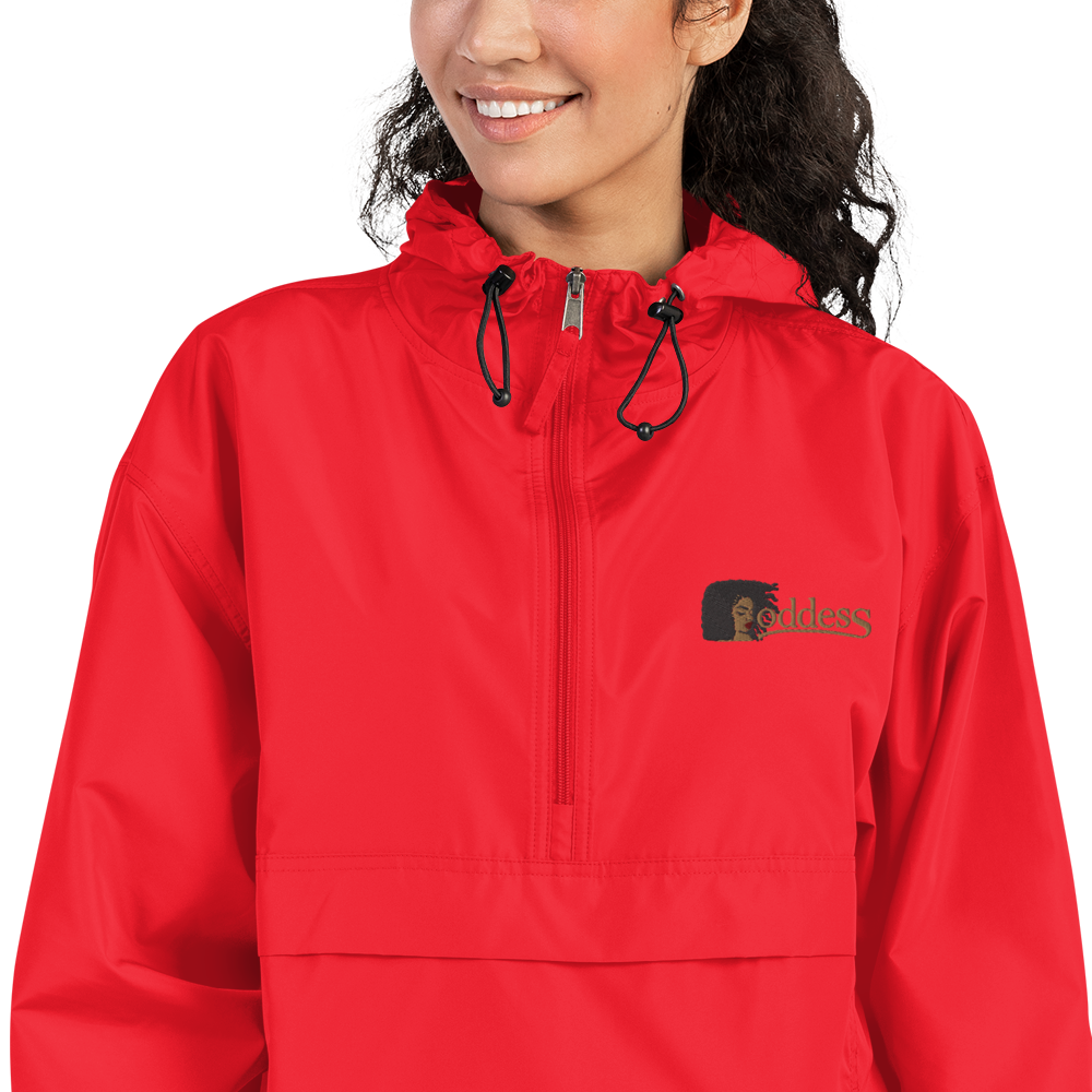 Champion Packable Jacket with Embroidered "Goddess" Design
