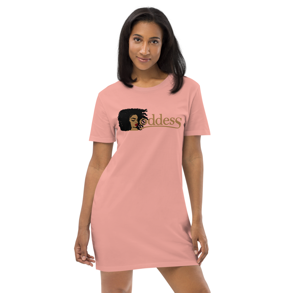 Organic Cotton T-Shirt Dress with "Goddess" and "The PropHer Noun" Designs