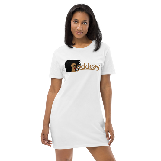 Organic Cotton T-Shirt Dress with "Goddess" and "The PropHer Noun" Designs