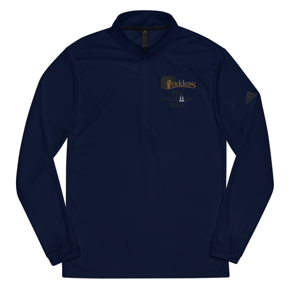 Quarter Zip Pullover with Embroidered "Goddess" and "The PropHer Noun" designs