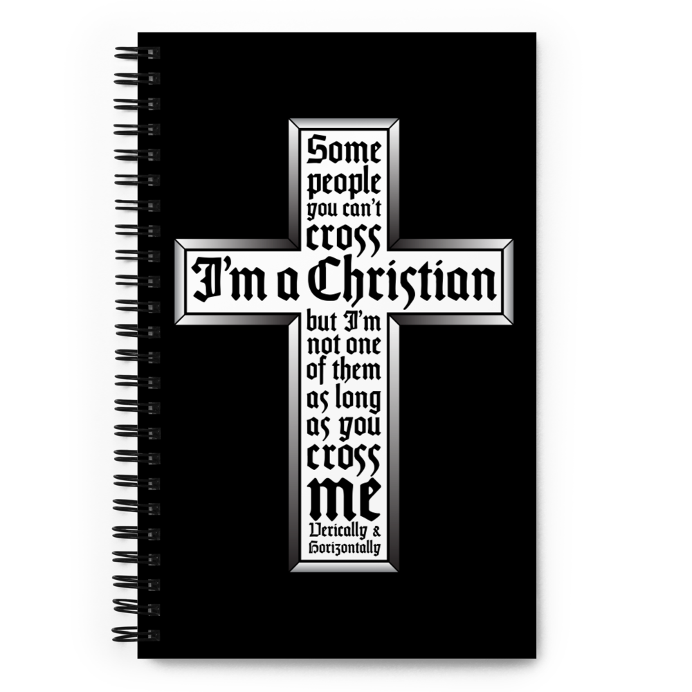 Black Spiral notebook with "Cross" Design
