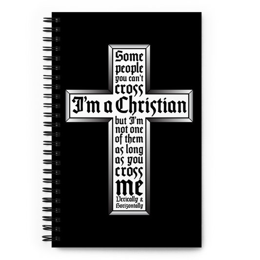 Black Spiral notebook with "Cross" Design