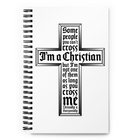 White Spiral Notebook with "Cross" Design