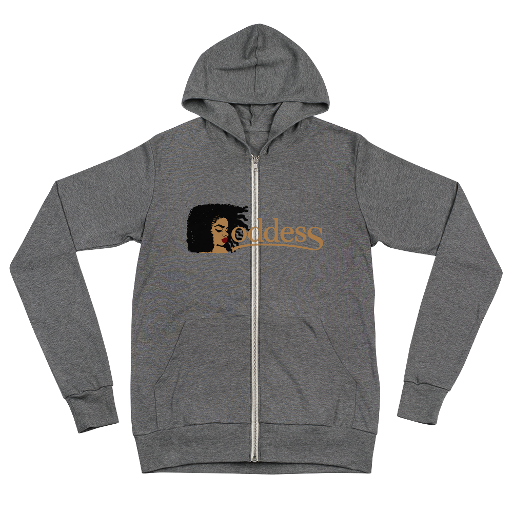 Zip Hoodie with "Goddess" and "The PropHer Noun" Designs