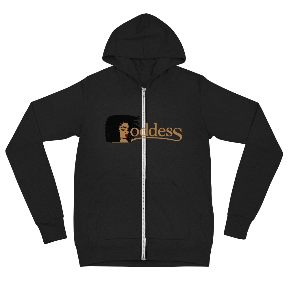 Zip Hoodie with "Goddess" and "The PropHer Noun" Designs