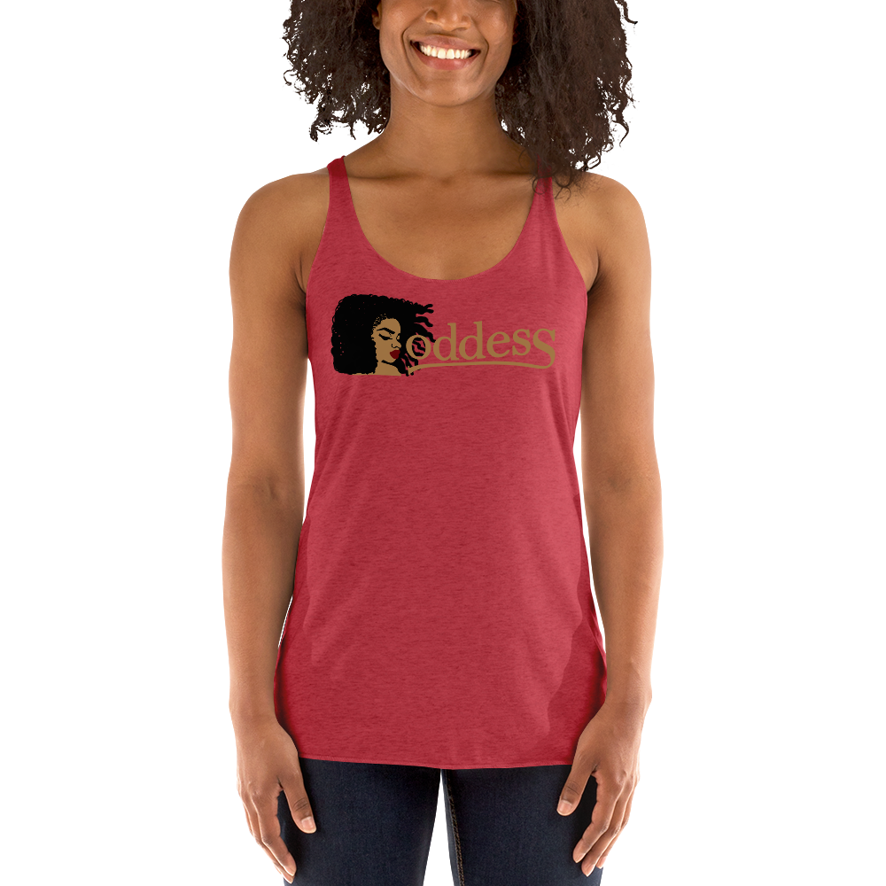 Women's Racerback Tank with "Goddess" and "The PropHer Noun" Designs